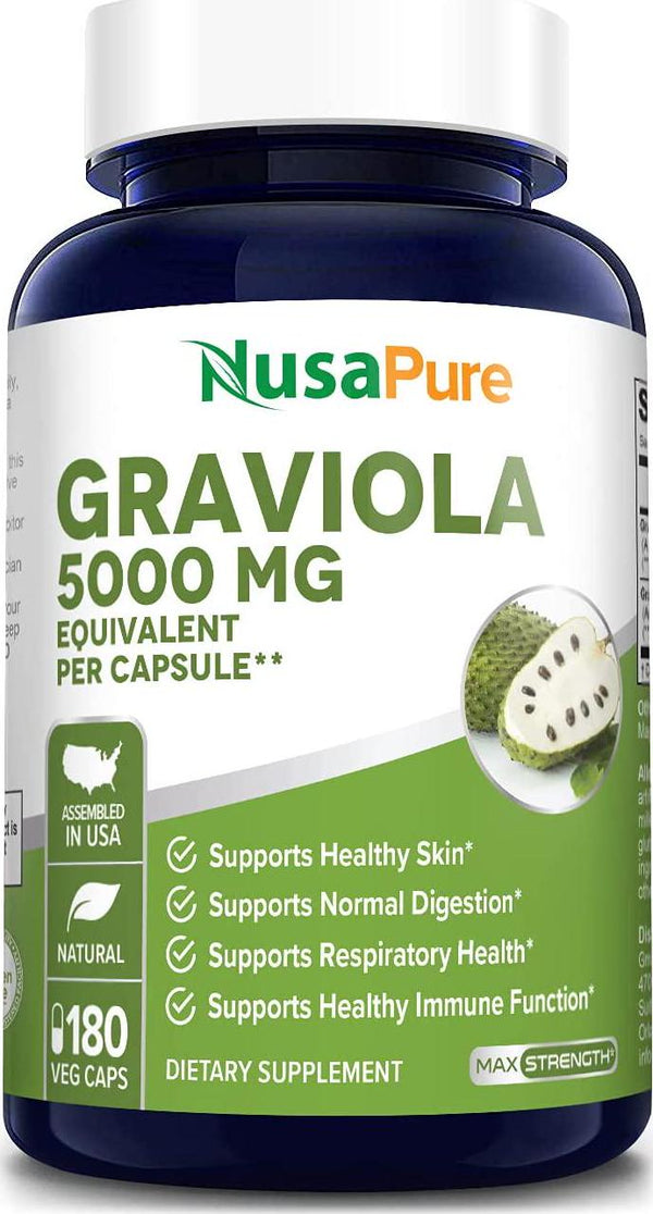 Graviola 1350mg 200 Veggie Caps (Non-GMO, Gluten Free) Soursop Supplement - Healthy Skin and Helps Promotes Cell Growth, Respiratory System, Balanced Mood