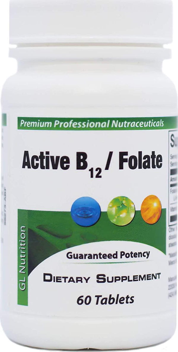 Great Lakes Nutrition Active B12 with Folate, Vegan Vitamin B Supplement for Men and Women, 60 Tablets