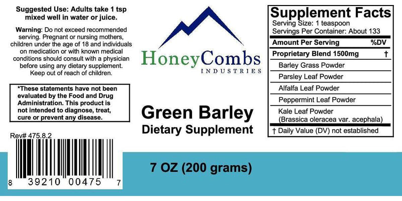Green Barley 4 – Natural Chlorophyll - Superfood Greens and Chlorophyll Blend Powder Supplement – Nutrient Rich Organic Alfalfa, Barley Grass, Parsley and Wheat Grass Supplement, 8.5 Oz Powder