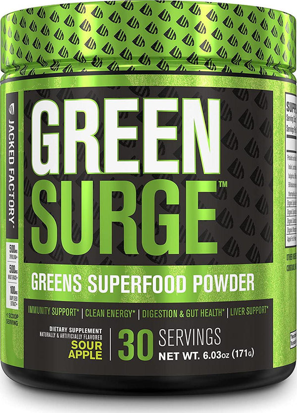 Green Surge Green Superfood Powder Supplement - Keto Friendly Greens Drink w/Spirulina, Wheat and Barley Grass, Organic Greens - Green Tea Extract, Probiotics and Digestive Enzymes - Lemon Lime - 30sv