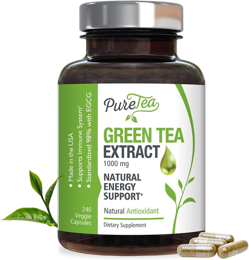 Green Tea Extract 98% with EGCG for Weight Loss 1000mg - Boost Metabolism for Healthy Heart - Antioxidants and Polyphenols for Immune System - Gentle Caffeine - Natural Fat Burner Pills - 240 Capsules
