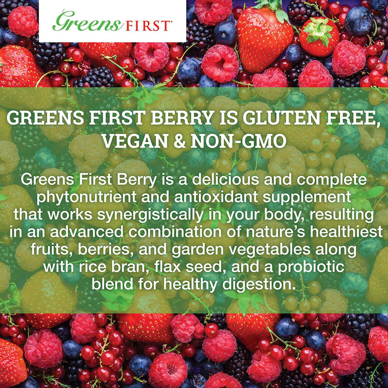 Greens First - Berry - 60 Servings - Probiotic Blend for Healthy Digestion, Phytonutrient and Antioxidant, Nourish, Rebalance and Rejuvenate - 20.32 Ounces