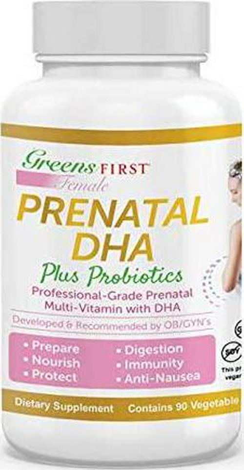 Greens First Female Prenatal with Vegan DHA Plus Probiotics, 90 Capsules