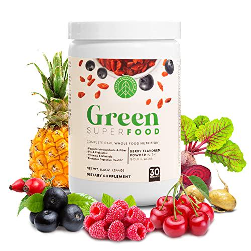 Greens Powder Berry Flavored by Unify supplements, Fiber Supplement, with Goji and Acai, Greens and Superfoods