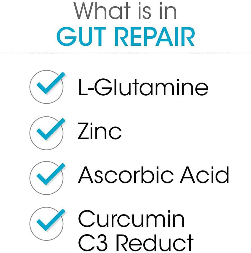 Gut Repair - Digestive Health Supplement Powder - L-Glutamine, Curcumin, Zinc and Ascorbic Acid Blend to Rebuild Intestinal Lining, Boost Immunity, Reduce Intestinal Inflammation (1 Tub - 30 Servings)