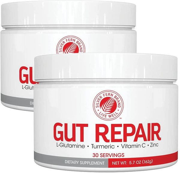 Gut Repair - Digestive Health Supplement Powder - L-Glutamine, Curcumin, Zinc and Ascorbic Acid (2 Tubs - 60 Servings)