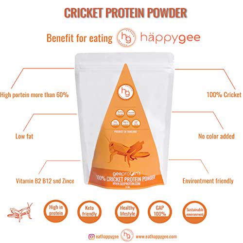 HAPPYGEE Cricket Protein Powder | 100% Pure Cricket Powder (35oz), Alternative Eat for Chocolate, Dairy-Free, Gluten-Free, High Protein Food for Humans