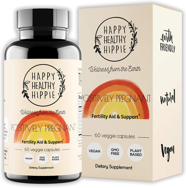 HAPPY HEALTHY HIPPIE Positively Pregnant - Fertility Supplement – Women’s Plant Based Hormone Balancing Conception Support Fertility Supplements - Red Clover, Chasteberry, Shatavari Extract - 60ct