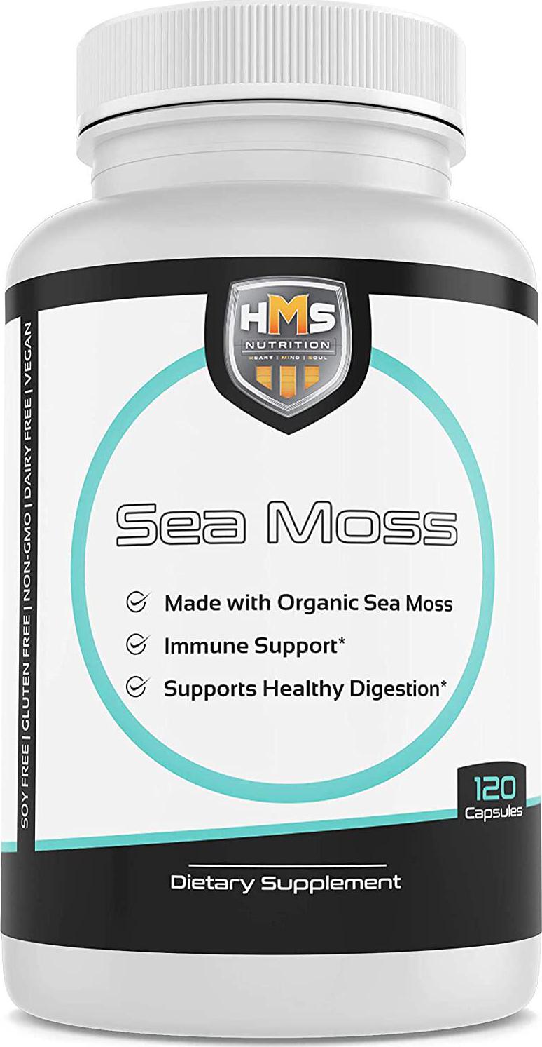 HMS Nutrition Organic Sea Moss Organic Bladderwrack Organic Burdock 120ct 60 Serving 2 Month Supple Vegetable Capsules