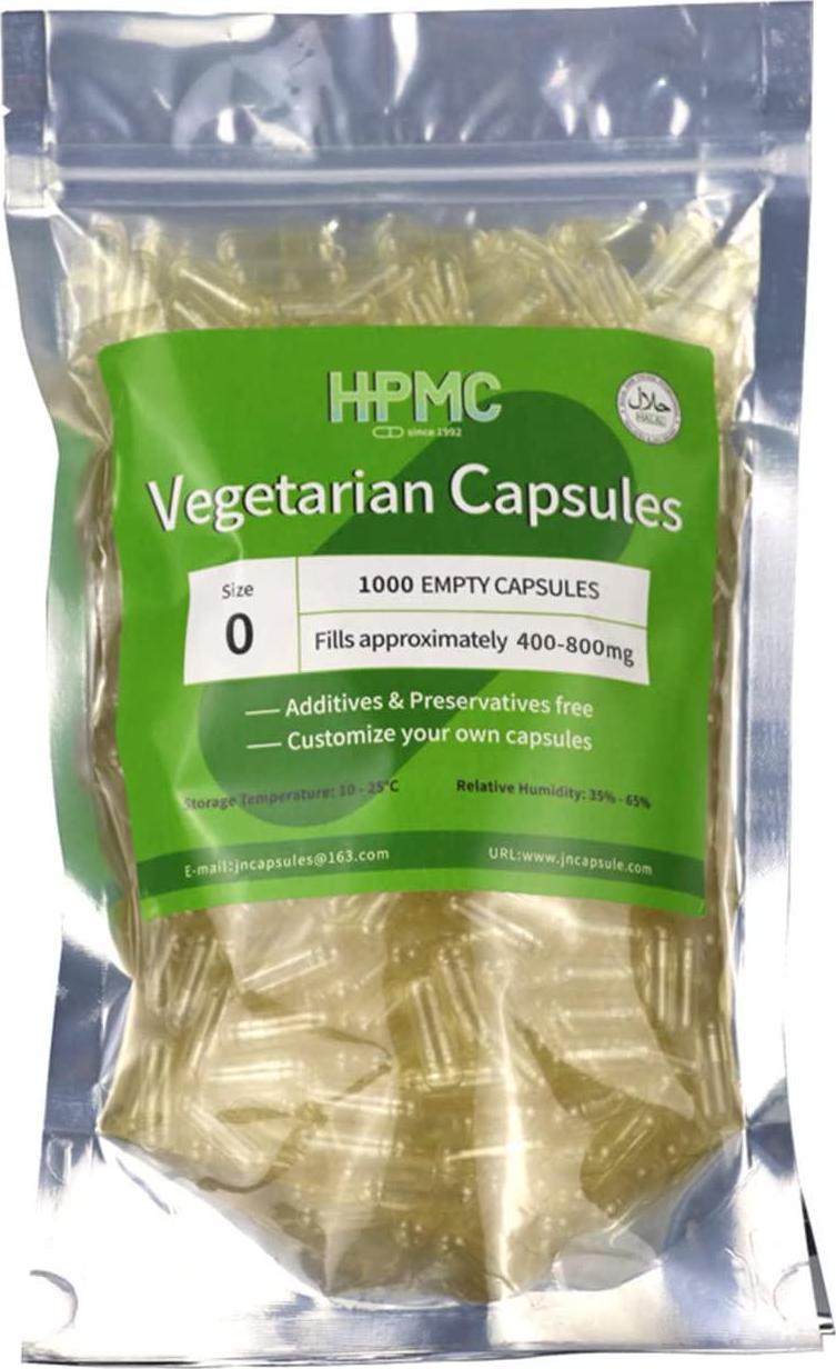 HPMC Size 0 Empty Vegetarian Capsules - Clear Empty Vegan Capsules - Vegetarian Empty Pill Capsules- DIY Vegetable Capsule Filling- Vegetable Pill Capsules Empty Caps Pills (1000 Count)
