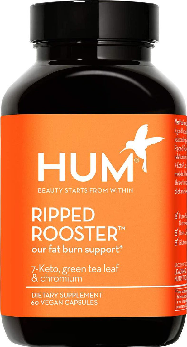 HUM Ripped Rooster - Natural Thermogenic Fat Burner for Women with Green Tea, 7 - Keto DHEA and Chromium Polynicotinate - Boost Metabolism and Support Healthy Diet + Weight Management (60 Capsules)