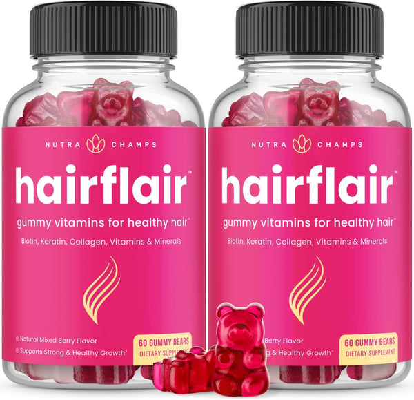 Hair Skin and Nails Gummies with Biotin | Premium Hair Growth Vitamins with Keratin and Collagen Gummies for Nail Growth | Biotin Gummies with Essential Hair and Nails Vitamins for Women and Men (2-Pack)