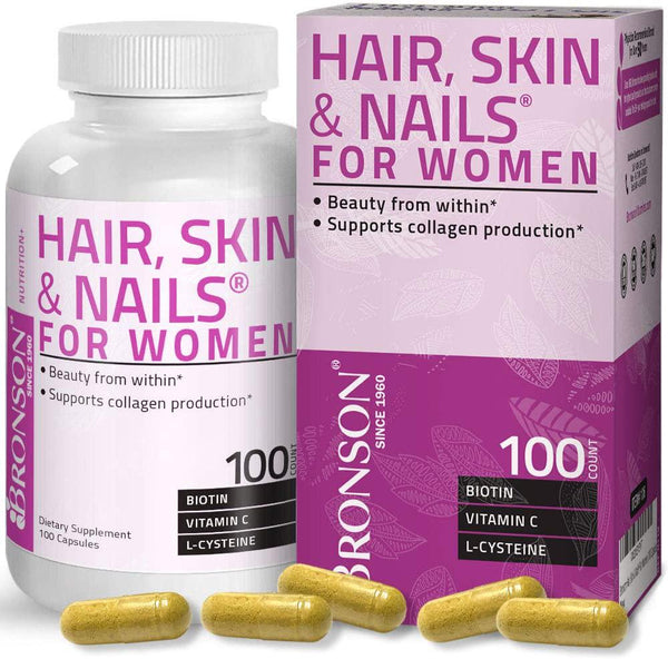 Hair, Skin and Nails with Biotin Extra Strength Vitamin Supplement for Women, 100 Capsules