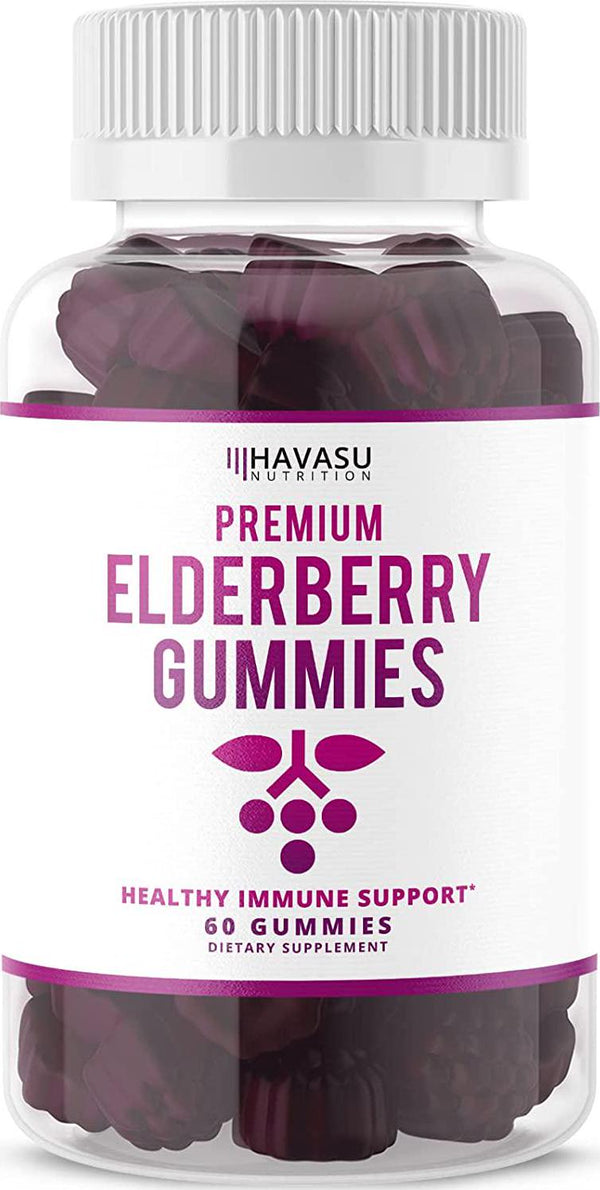 Havasu Nutrition Elderberry Gummies 100mg - Supports Immune System Health - Made with Plant-Based Pectin - NO Gelatin, NO Fructose Corn Syrup, Gluten Free - Natural Ingredients, 60 Gummies