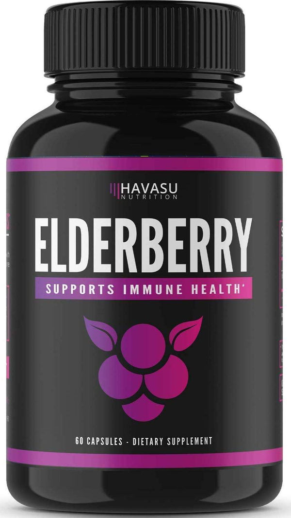 Havasu Nutrition Elderberry Capsules with Sambucus Nigra and Antioxidants for Added Benefits in Optimizing Immune Support for Men and Women, Non-GMO and Gluten Free, 60 Capsules
