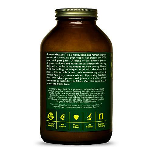HealthForce SuperFoods Greener Grasses Alkalizer - 10 oz - Vegan Greens Powder, Superfood Complex - Great Source of Fiber, Promotes Healthy Gut - Gluten Free - 35 Servings