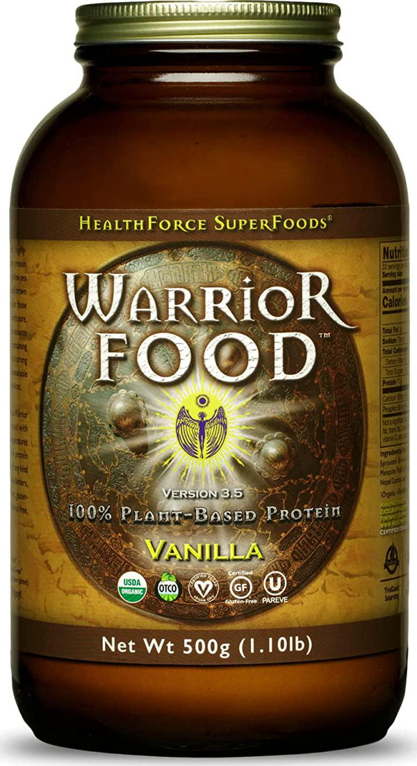 HealthForce SuperFoods Warrior Food, Vanilla - 500 Grams - Plant-Based Protein Powder with Minerals and Pea Protein - Certified Organic, Vegan, Non-GMO, Soy Free, Gluten Free, Sugar Free - 25 Servings