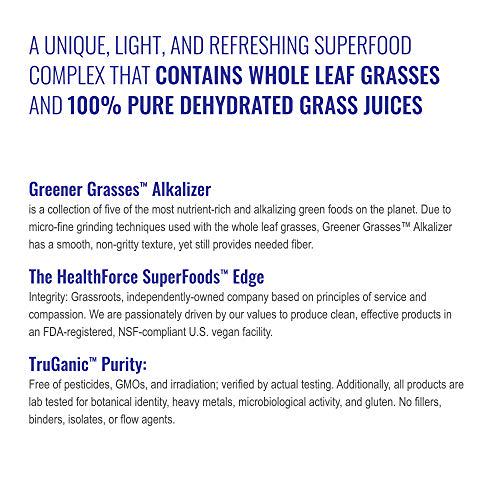 HealthForce SuperFoods Greener Grasses Alkalizer - 10 oz - Vegan Greens Powder, Superfood Complex - Great Source of Fiber, Promotes Healthy Gut - Gluten Free - 35 Servings