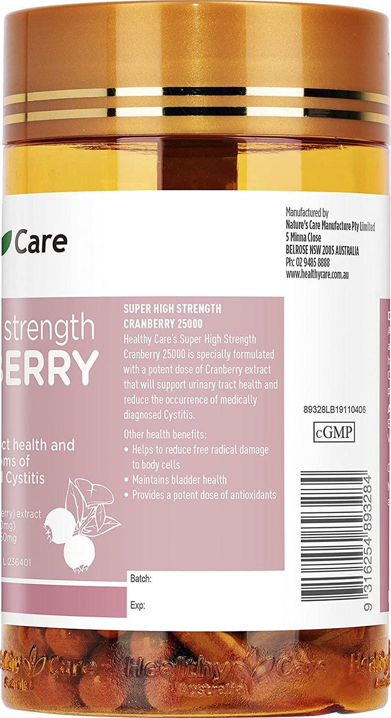 Healthy Care 25000mg Super Cranberry Capsules pink