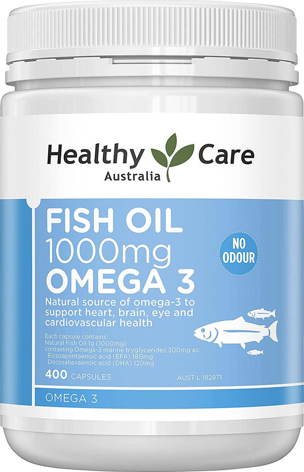 Healthy Care Fish Oil 1000mg Softgel Capsules, Blue, 400 Count
