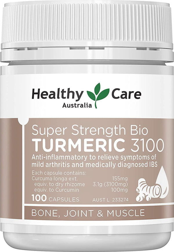 Healthy Care Super Strength Bio Turmeric 3100mg Capsules, Brown, 100 Count