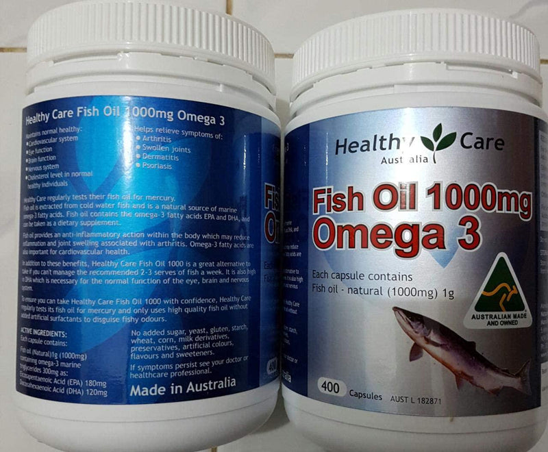 Healthy Care anti-inflammatory action Omega 3 Fish Oil 1000mg 400caps contain the omega-3 fatty acids EPA DHA, Made in Australian with 1 Knot Gift