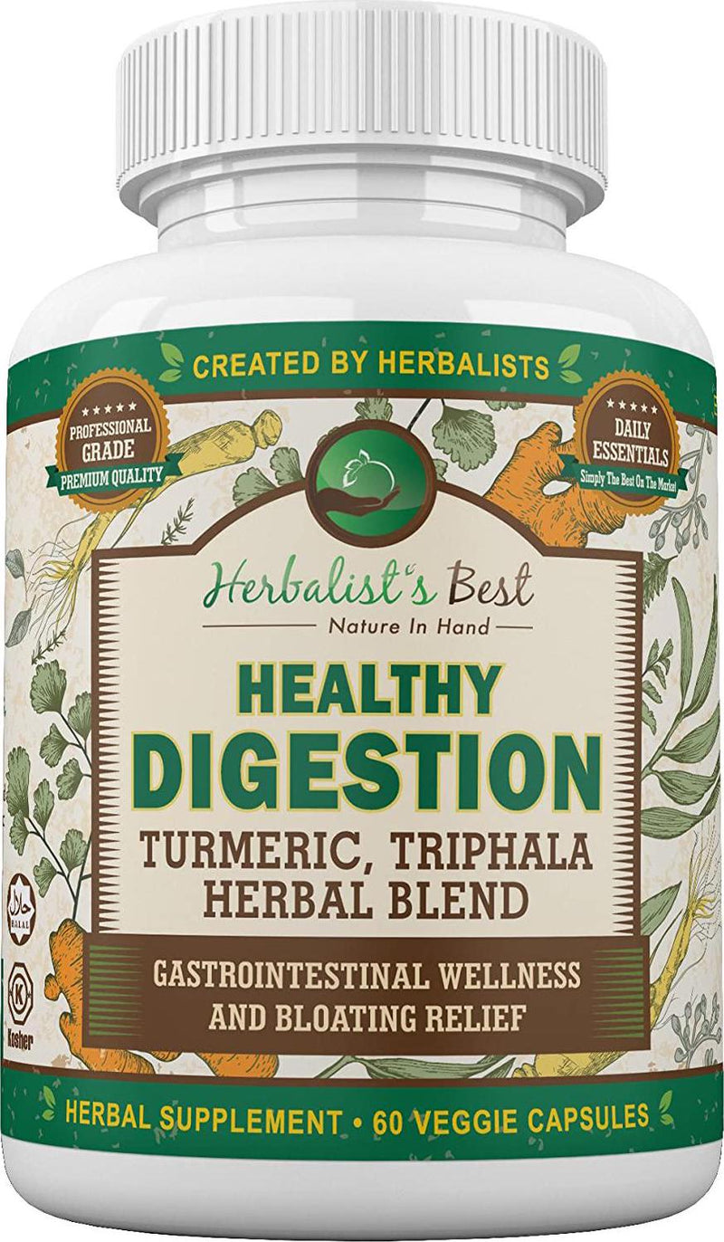 Healthy Digestion Restores Gut Health I Turmeric Triphala Yellow Dock Aid Colon Cleanse Liver Detox Arthritis Bloating Gas I Probiotic Alternative I Boost GI Tract Wellness by Herbalist's Best (1)