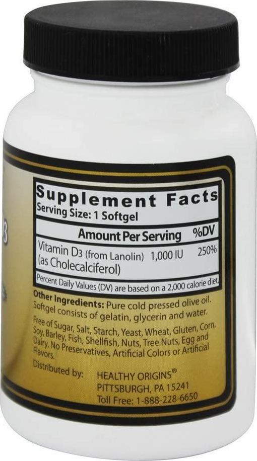 Healthy Origins Vitamin D3-1000 Iu - 90 Softgels