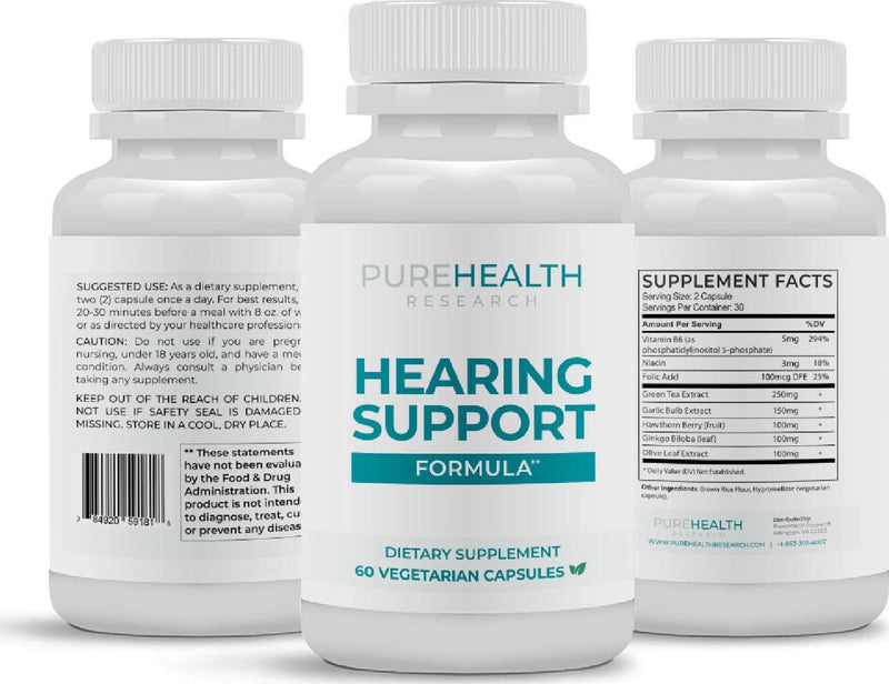 Hearing Support by PureHealth Research Ð Supports Healthy Middle and Inner Ear Structures, Including Cilia, Nerves, Hormone Levels and Blood Supply, 6 Bottles
