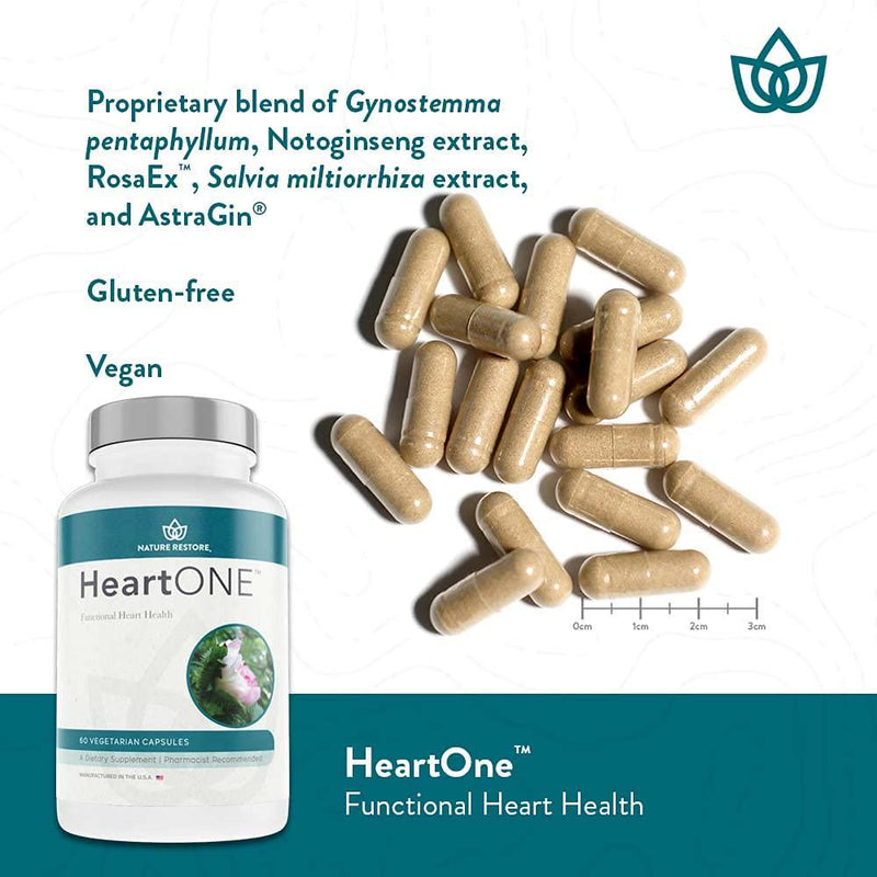 HeartOne, Heart Health Supplement for High LDL Cholesterol and High Tryglycerides and Supporting Better HDL Cholesterol, 60 Vegan Capsules, Non GMO, Gluten Free