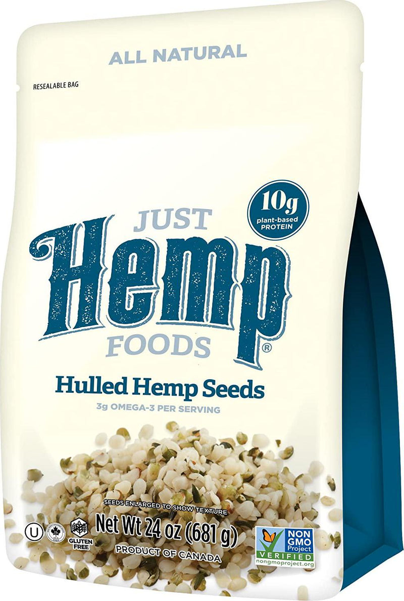 Hemp Hearts Shelled Hemp Seeds, 24oz; 10g Plant Based Protein and 12g Omega 3 and 6 per Serving | Perfect for smoothies, yogurt and salad | Non-GMO, Vegan, Keto, Paleo, Gluten Free | Just Hemp