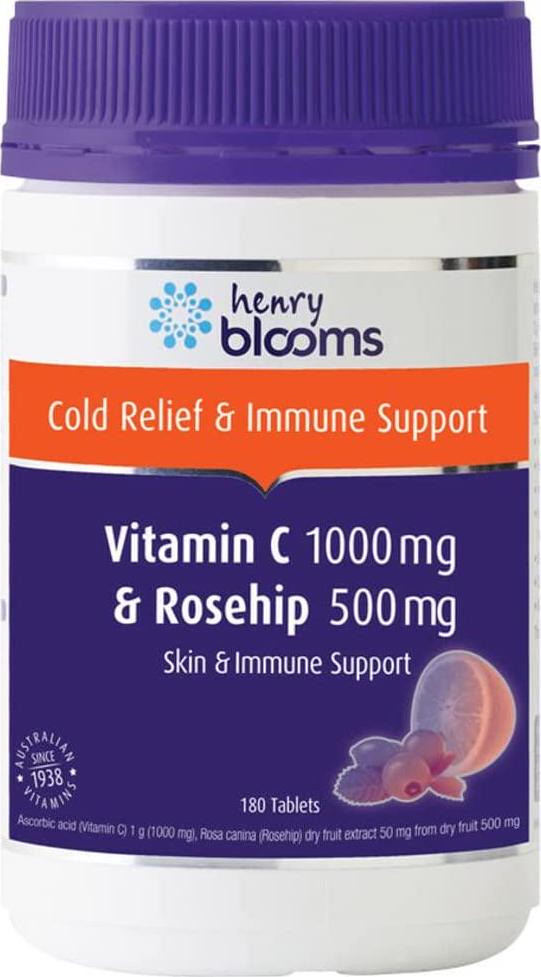 Henry Blooms 1000 mg Vitamin C and 500 mg Rosehip 180 Tablets