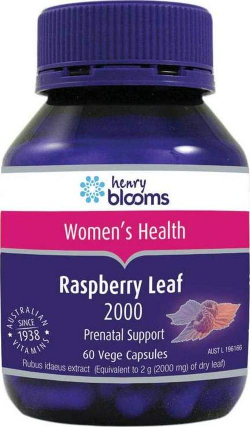 Henry Blooms 2000 mg Raspberry Leaf 60 Vegetarian Capsules