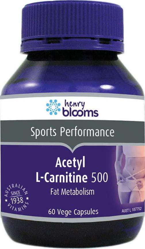 Henry Blooms 500mg Acetyl L-Carnitine Fat Metabolism 60 Vegetarian Capsules