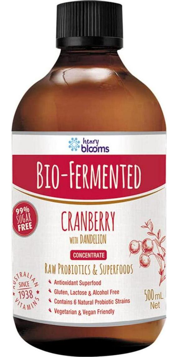 Henry Blooms Bio-Fermented Probiotic Cranberry with Dandelion Concentrate, 500ml