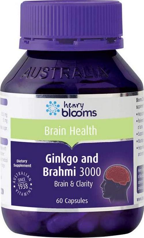 Henry Blooms Ginkgo and Brahmi 3000 60 Vegetarian Capsules