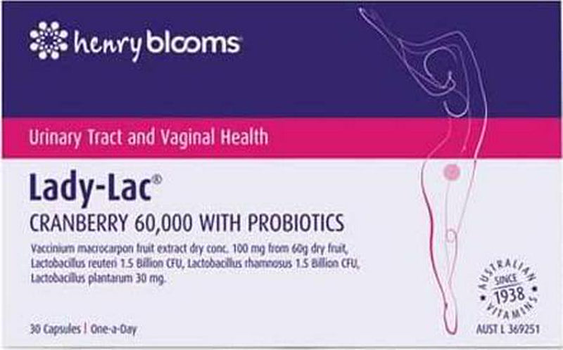 Henry Blooms Lady-Lac Cranberry 60,000 with Probiotics 30 Capsules