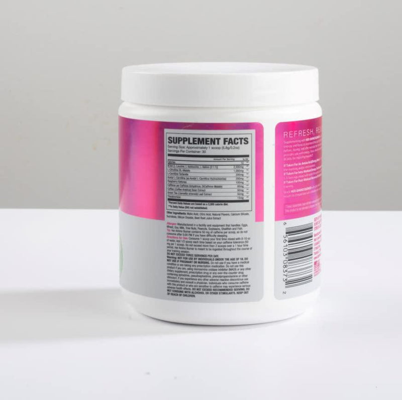 Her Thermogenic Animo - (Strawberry Kiwi - 30 Servings) Pre-Intra-Post-Workout BCAA Essential Amino Acids Powder for Women (w Caffeine) - Sustained Energy, Focus, Performance and Endurance