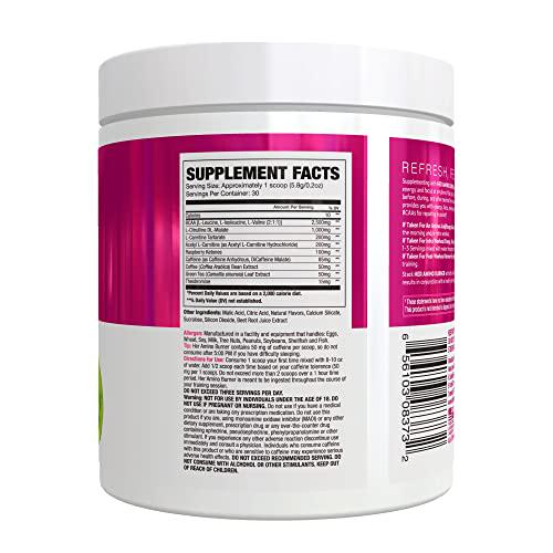 Her Thermogenic Animo - (Strawberry Kiwi - 30 Servings) Pre-Intra-Post-Workout BCAA Essential Amino Acids Powder for Women (w Caffeine) - Sustained Energy, Focus, Performance and Endurance