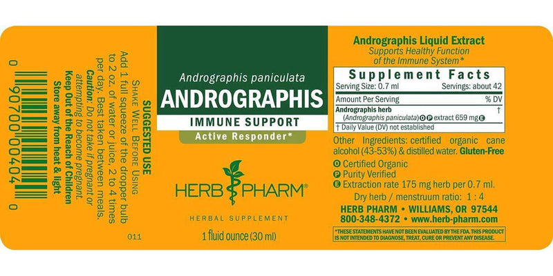 Herb Pharm Andrographis Liquid Extract for Immune System Support, 1 Fl Oz (Pack of 1) (DANDRO01)