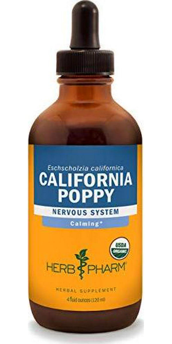 Herb Pharm Certified Organic California Poppy Liquid Extract for Calming Nervous System Support - 4 Ounce