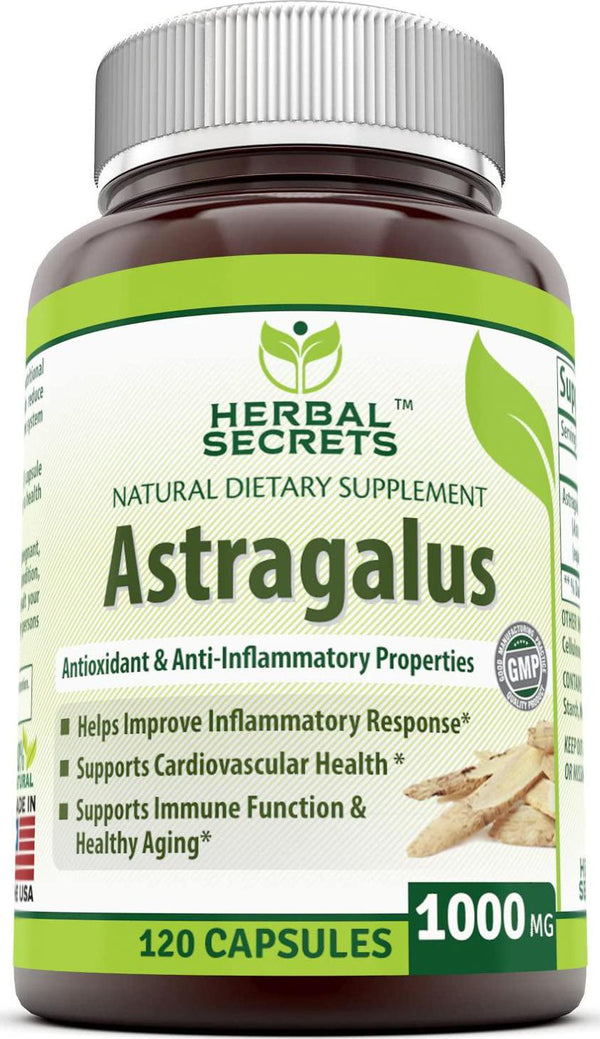 Herbal Secrets Astragalus 1000 Mg 120 Capsules (Non-GMO)- Helps Improves inflammatory Response * Supports Cardiovascular Heath*