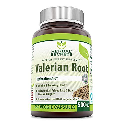 Herbal Secrets Valerian Root 500 Mg Veggie Capsules (Non-GMO)- Relaxation Aid* - Calming and Relaxing Effect, Promotes Cell Health and Regeneration* (250 Count)