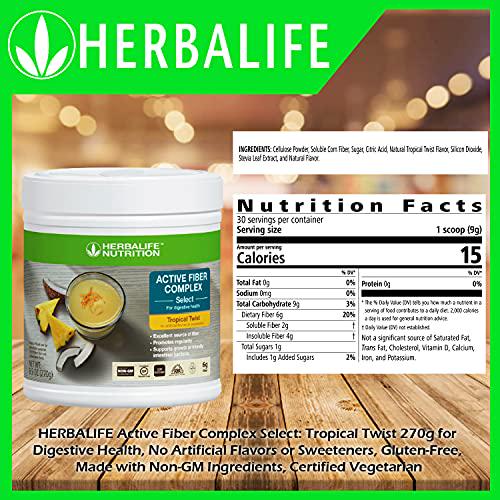 HerbalifeHERBALIFE Active Fiber Complex Select: Tropical Twist 270g for Digestive Health, No Artificial Flavors or Sweeteners, Gluten-Free, Made with Non-GM Ingredients, Certified Vegetarian