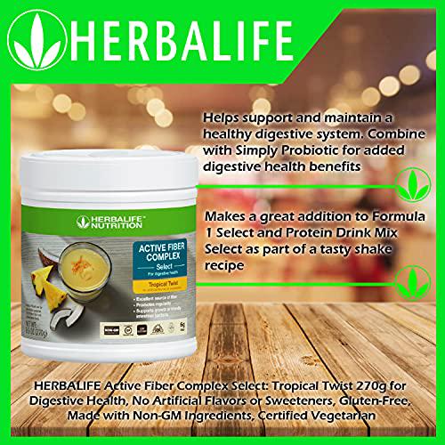 HerbalifeHERBALIFE Active Fiber Complex Select: Tropical Twist 270g for Digestive Health, No Artificial Flavors or Sweeteners, Gluten-Free, Made with Non-GM Ingredients, Certified Vegetarian