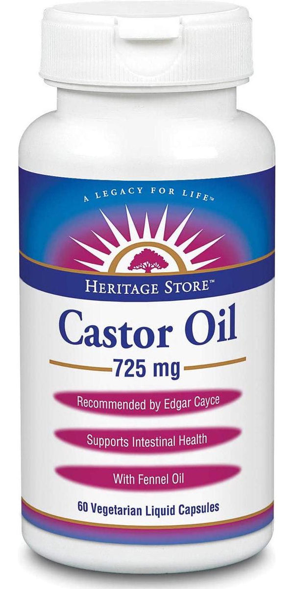 Heritage Vegetarian Dietary Fiber Supplement Capsule, Castor Oil, 60 Count