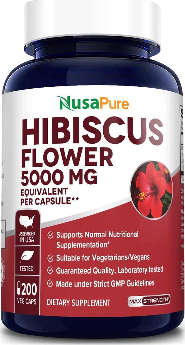 Hibiscus Flower 5000 mg 200 Vegetarian Caps (Non-GMO and Gluten Free)