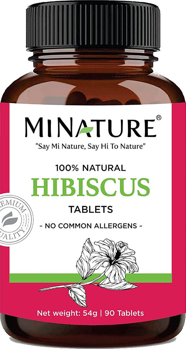 Hibiscus Tablets by mi Nature | 90 Tablets, 1000 mg | 45 Days Supply | Hibiscus Flower Tablets | Vegan | Increases Immunity| Weight Loss | Antioxidant | Healthy circulatory system