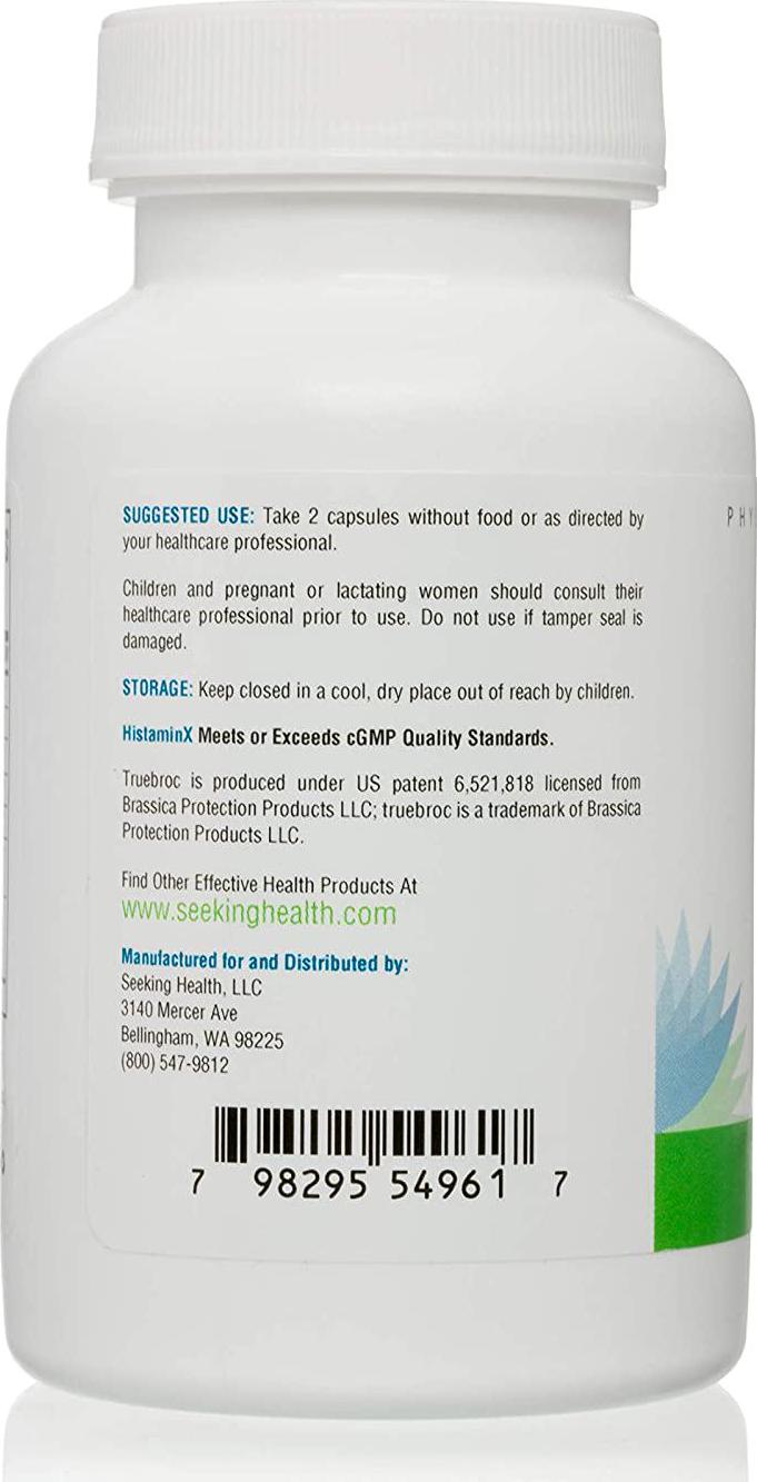 HistaminX | Natural Nettle, Quercetin, Rutin, Bromelain Blend with Broccoli Seed Extract | 60 Vegetarian Capsules | Seeking Health | Physician Formulated