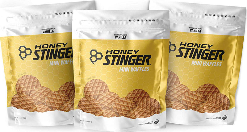 Honey Stinger Mini Waffles Variety Pack with Sticker 3 Count Vanilla Flavor Energy Source for Any Activity Resealable Bags